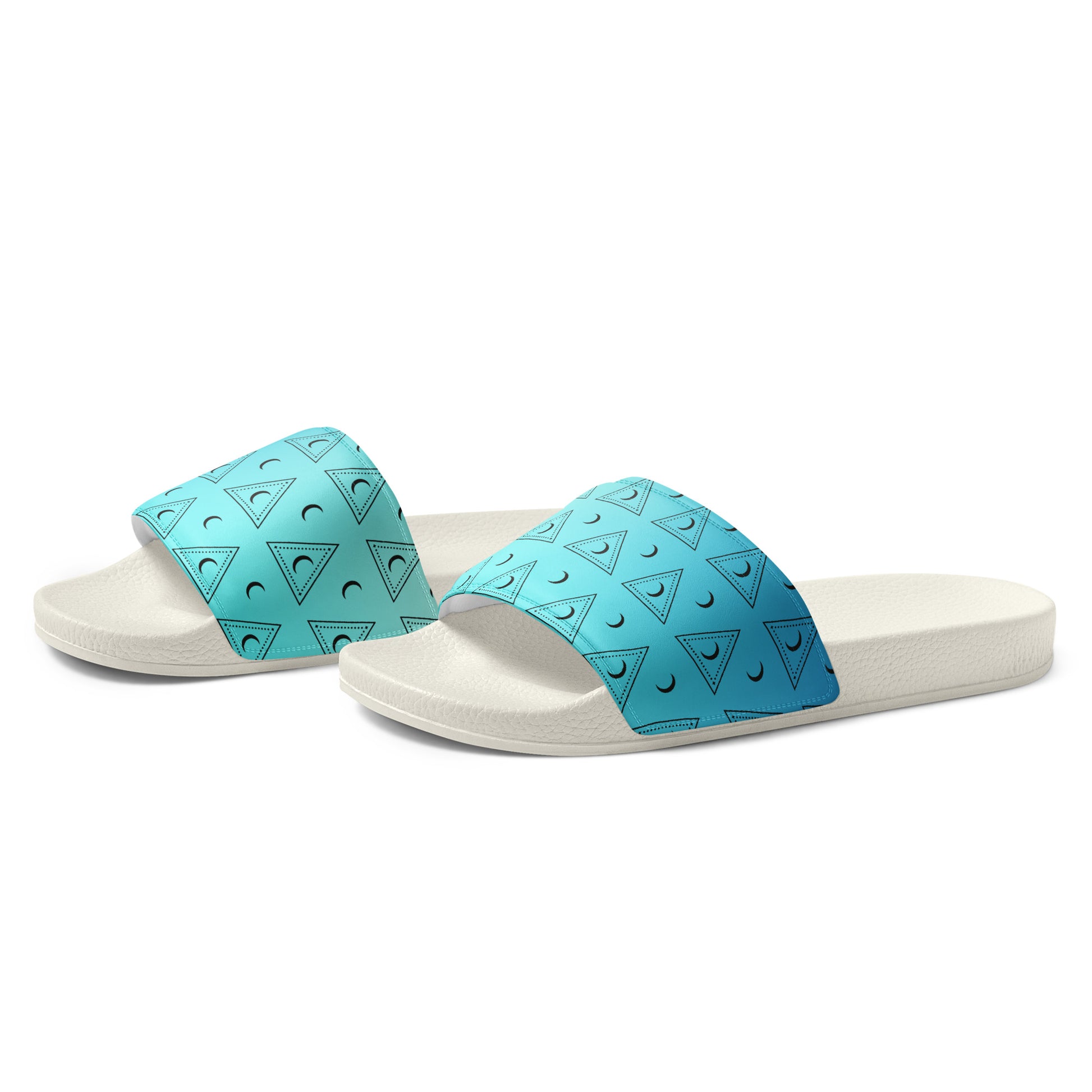 Blue Moon Triangle womens-slides-sandals white-left-front