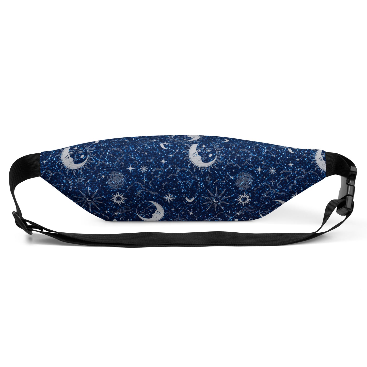 Blue Silver Glitter Moon Fanny Pack