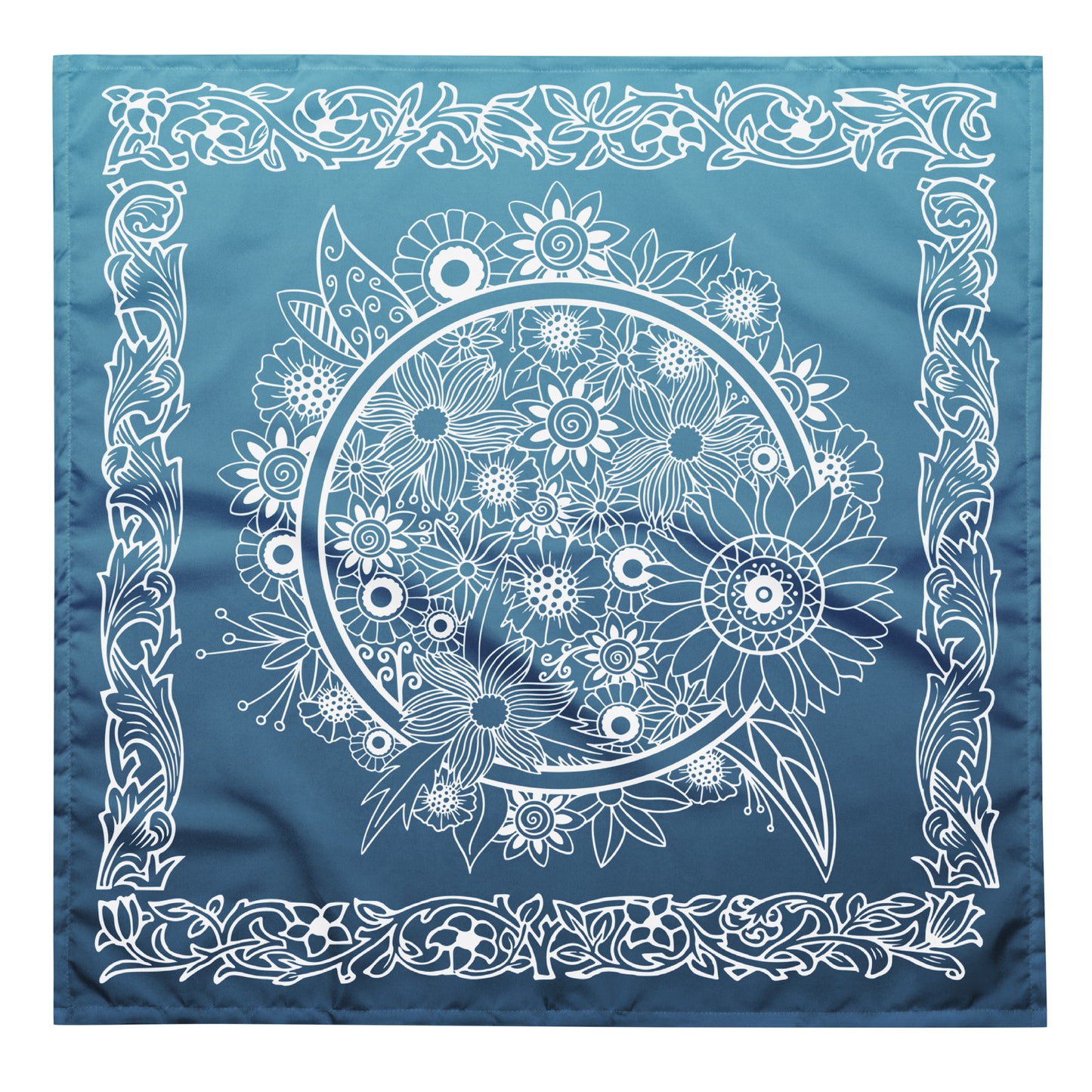 Botanical Flower Bandana - Blue Gradient