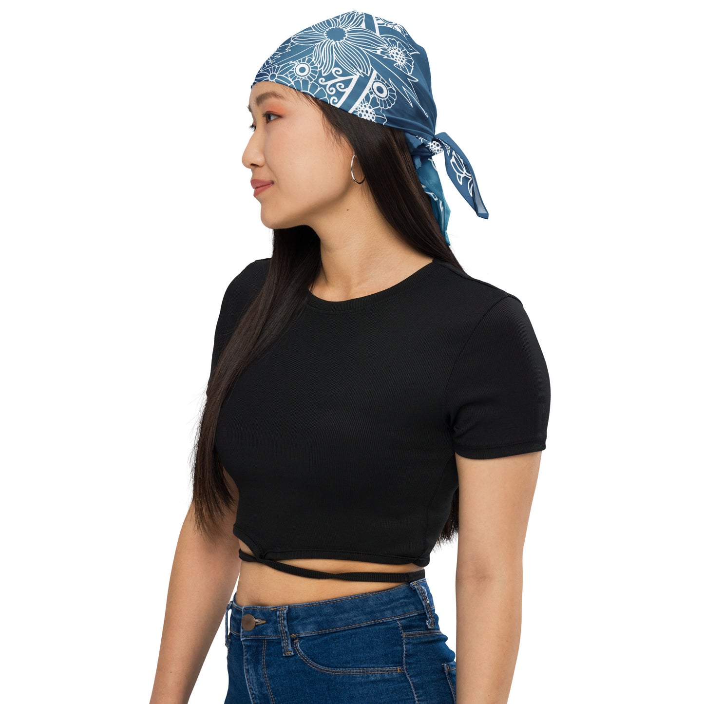 Botanical Flower Bandana - Blue Gradient