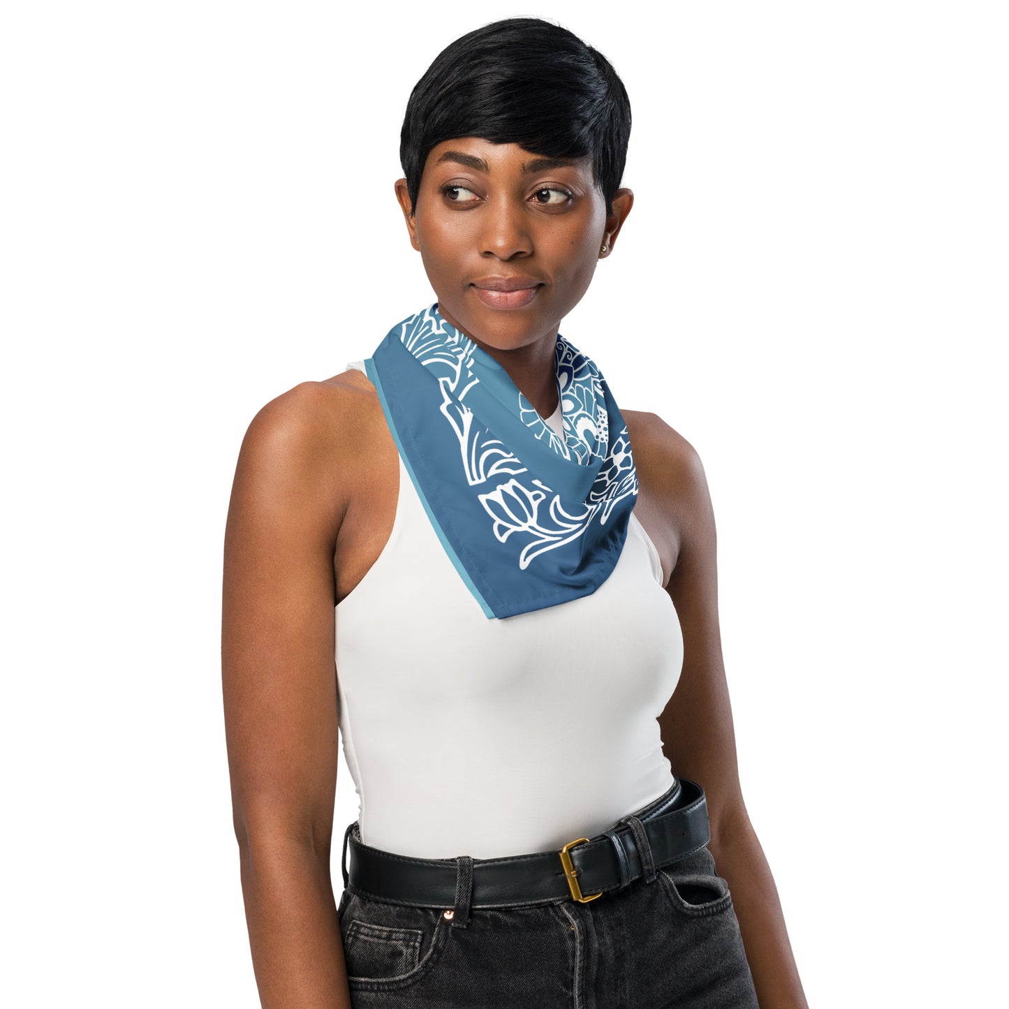 Botanical Flower Bandana - Blue Gradient