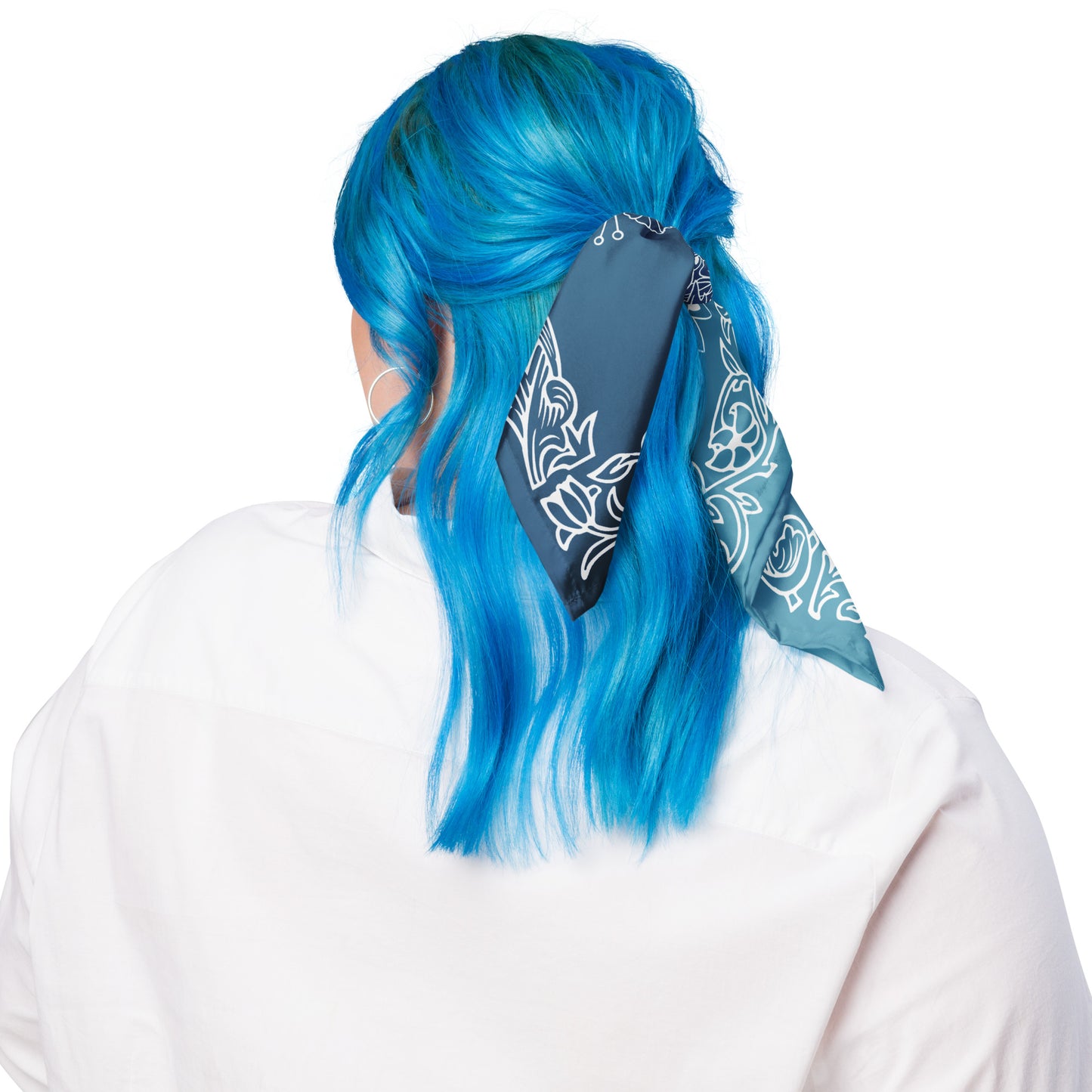 Botanical Flower Bandana - Blue Gradient