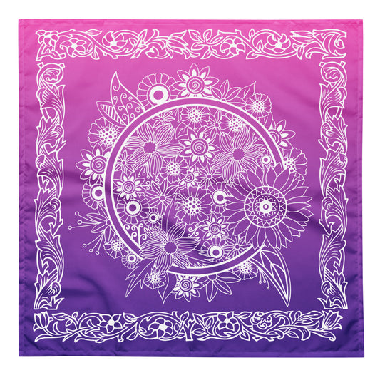 Botanical Flower Bandana - Purple Pink Gradient