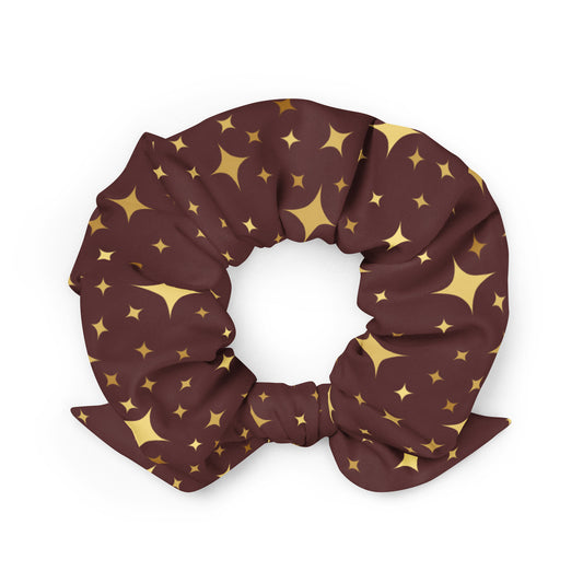 Burgundy Gold Star Scrunchie