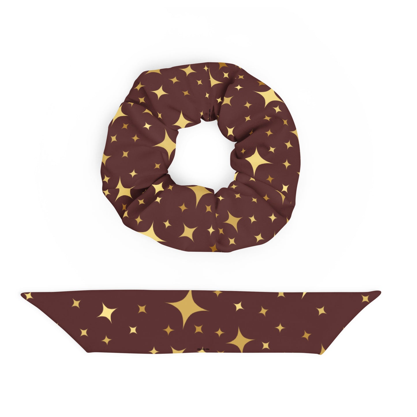 Burgundy Gold Star Scrunchie