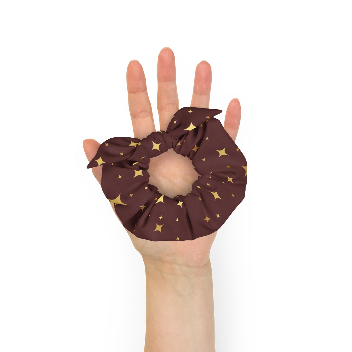 Burgundy Gold Star Scrunchie