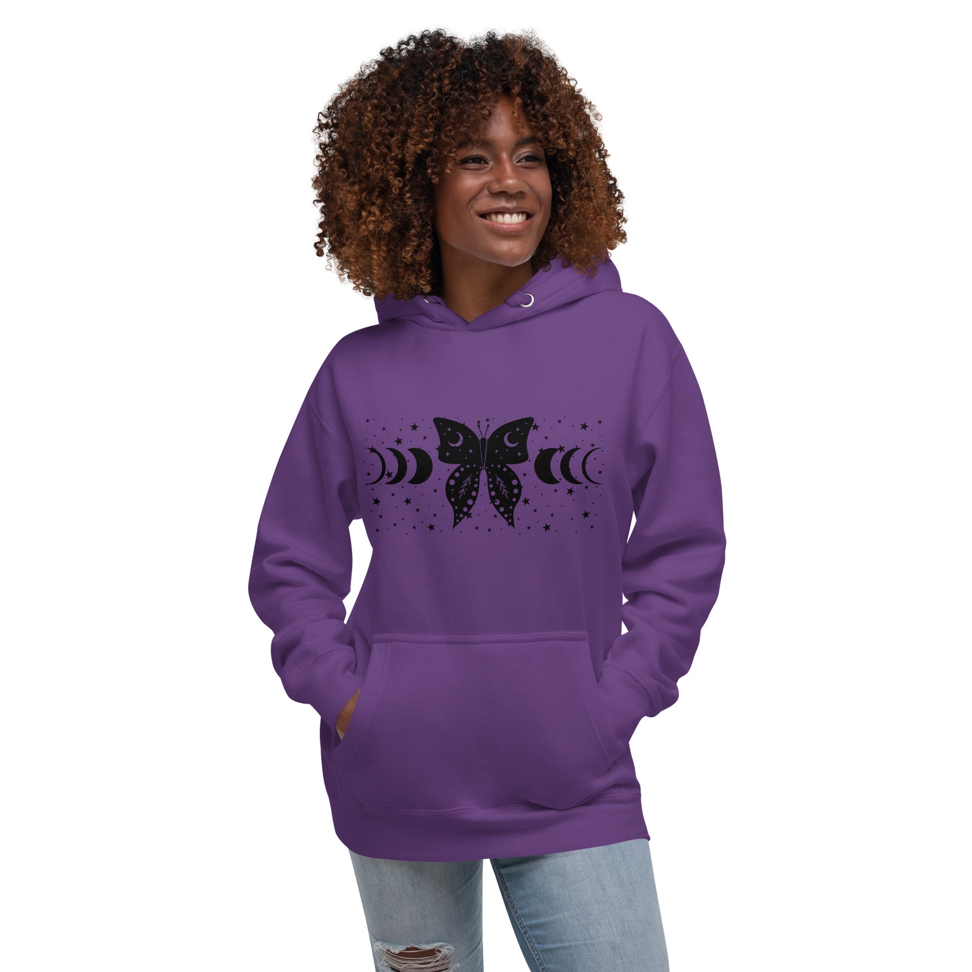 Butterfly Moon unisex-premium-hoodie-purple-front