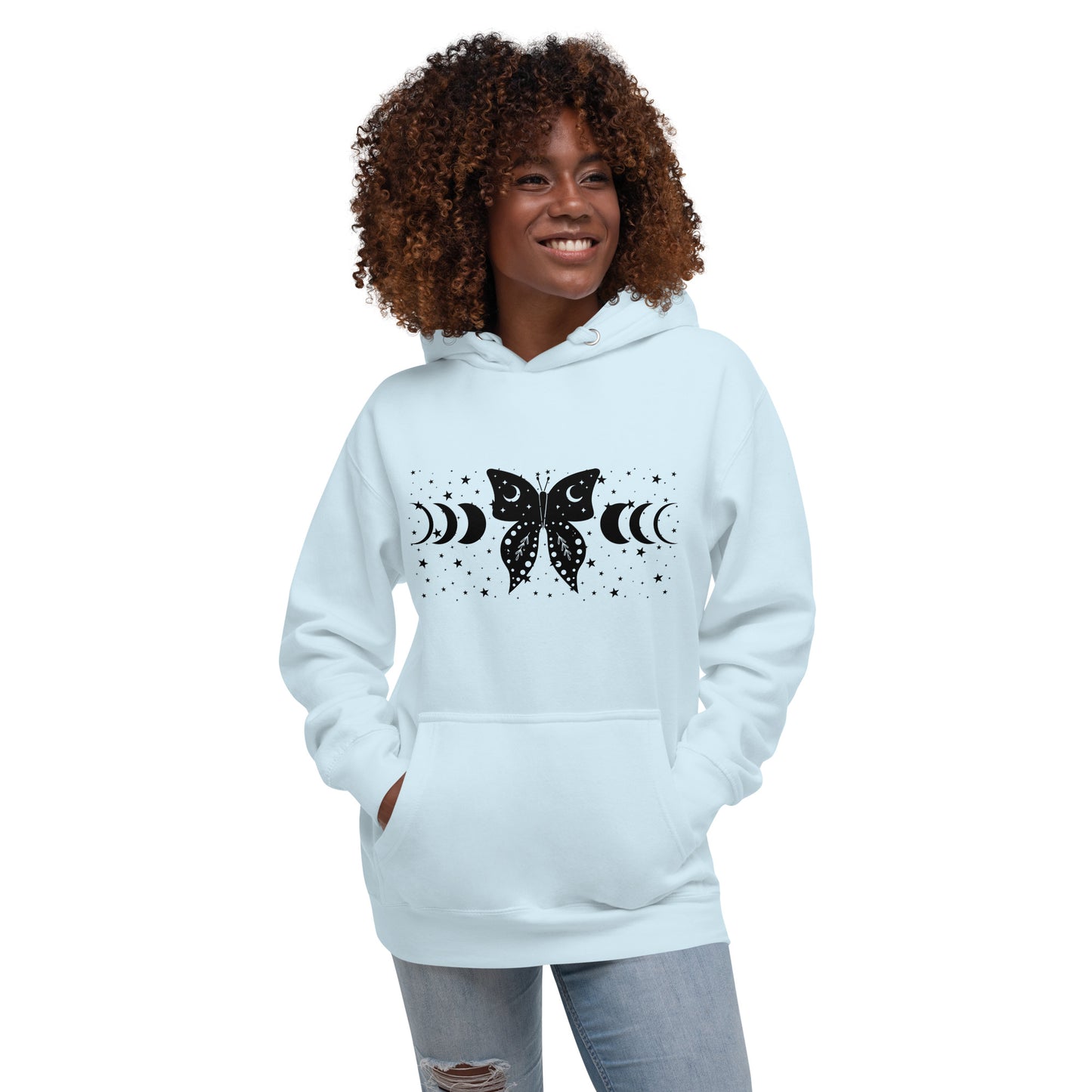 Butterfly Moon unisex-premium-hoodie-sky-blue-front