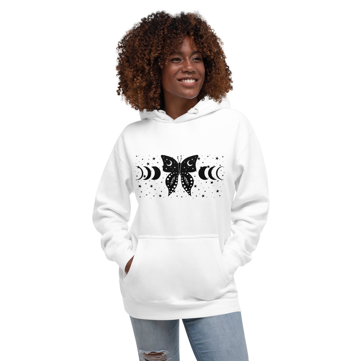 Butterfly Moon unisex-premium-hoodie-white-front lifestyle
