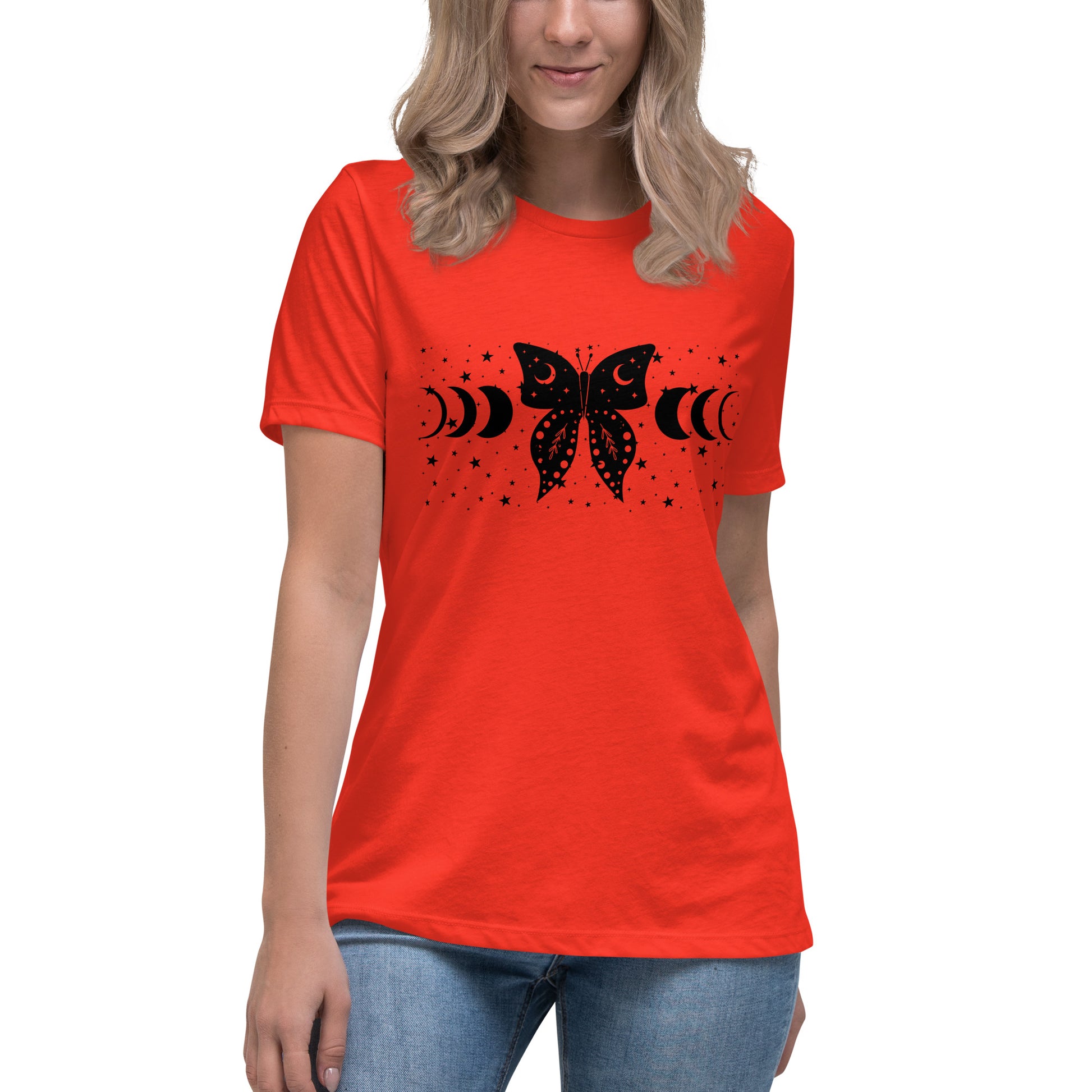 Butterfly Moon womens-relaxed-t-shirt-poppy-front