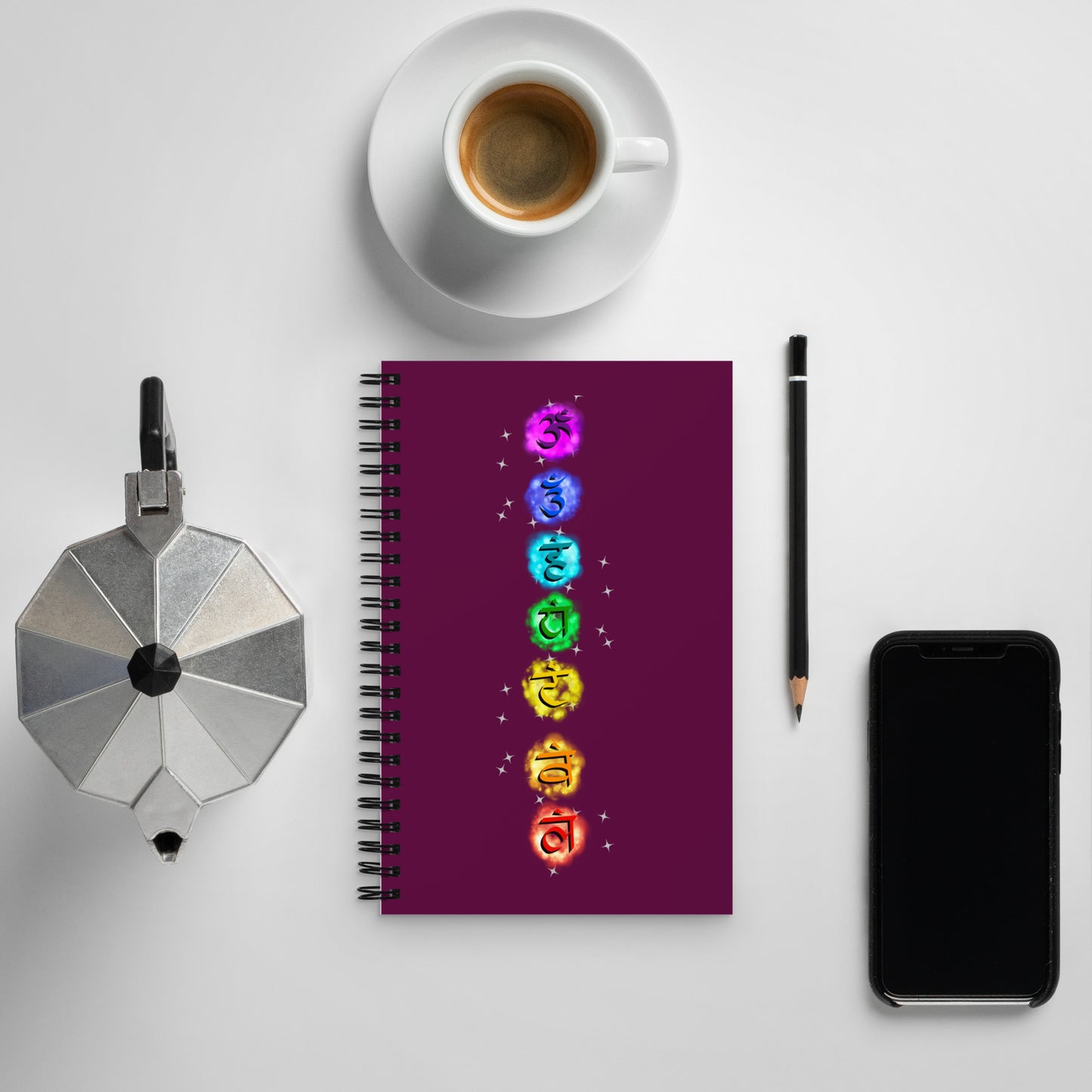 Chakra Star spiral-notebook-white-front-LS