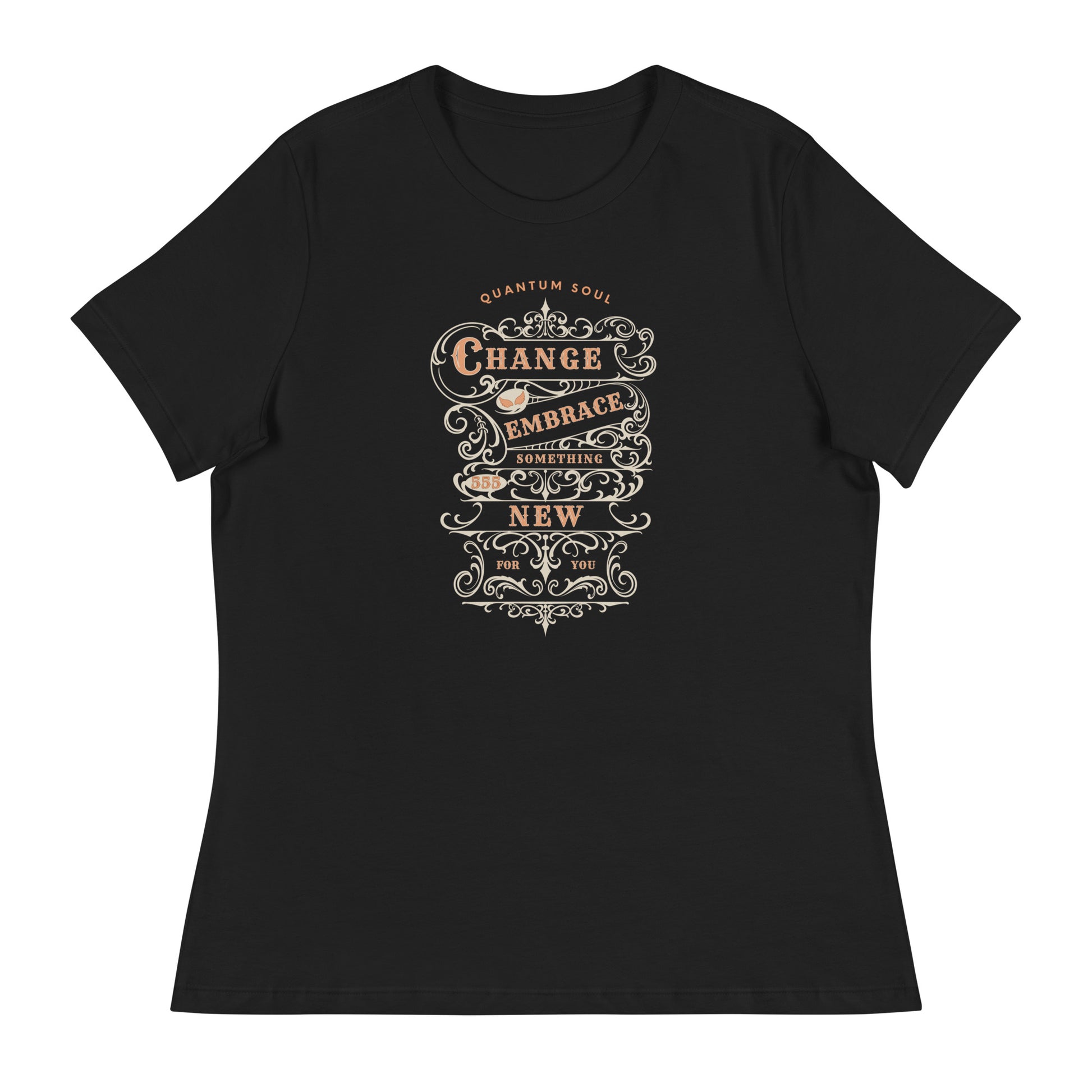 Change 555 womens-relaxed-t-shirt-black-front flat