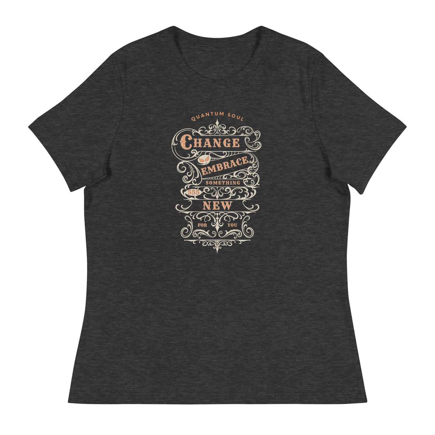 Change 555 womens-relaxed-t-shirt-dark-grey-heather-front flat