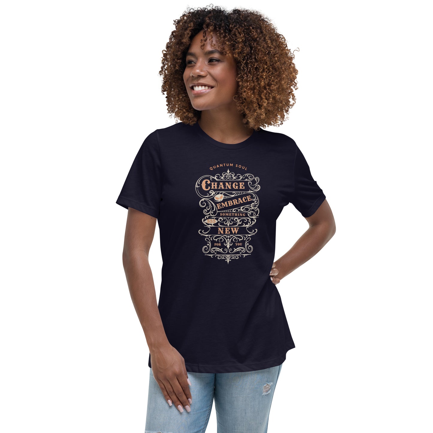 Change 555 womens-relaxed-t-shirt-navy-front