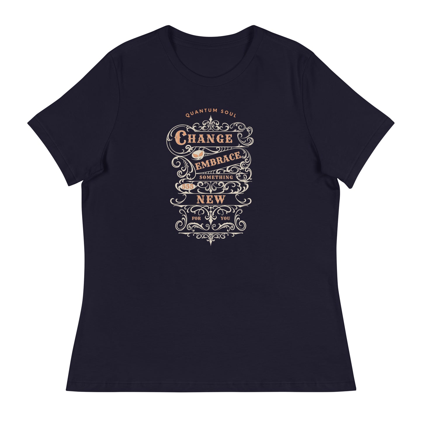 Change 555 womens-relaxed-t-shirt-navy-front flat