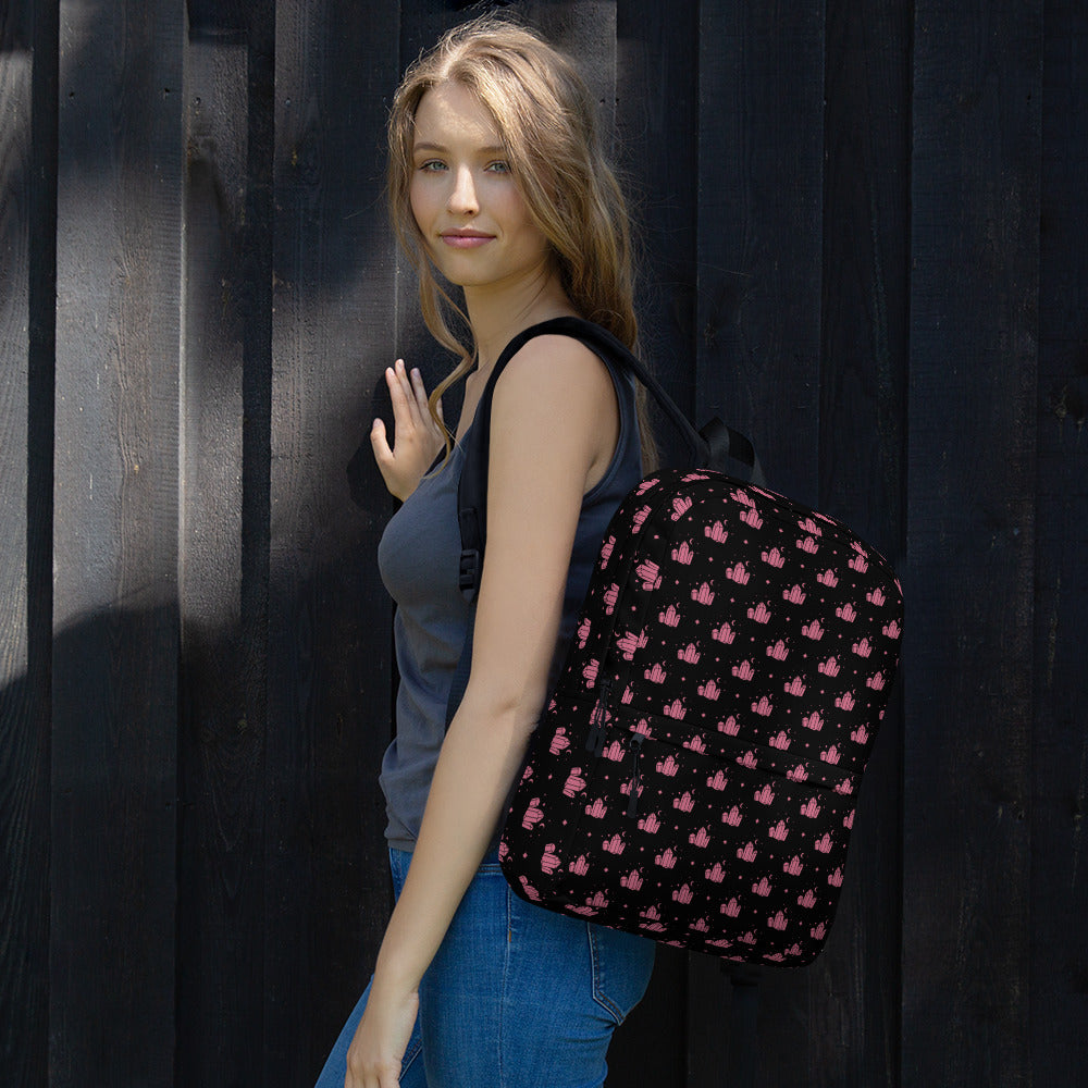 Crystal Star Black Romantic Pink Backpack