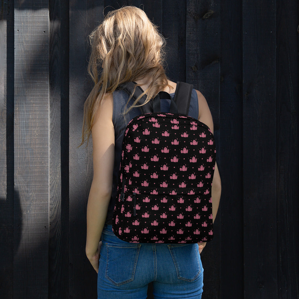 Crystal Star Black Romantic Pink Backpack