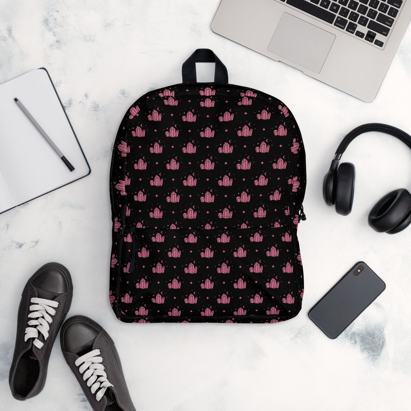 Crystal Star Black Romantic Pink Backpack