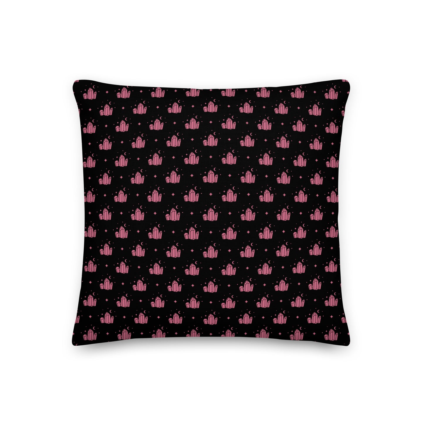 Crystal Star Black Romantic Pink Premium Throw Pillow