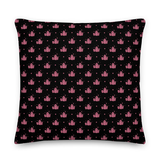 Crystal Star Black Romantic Pink Premium Throw Pillow