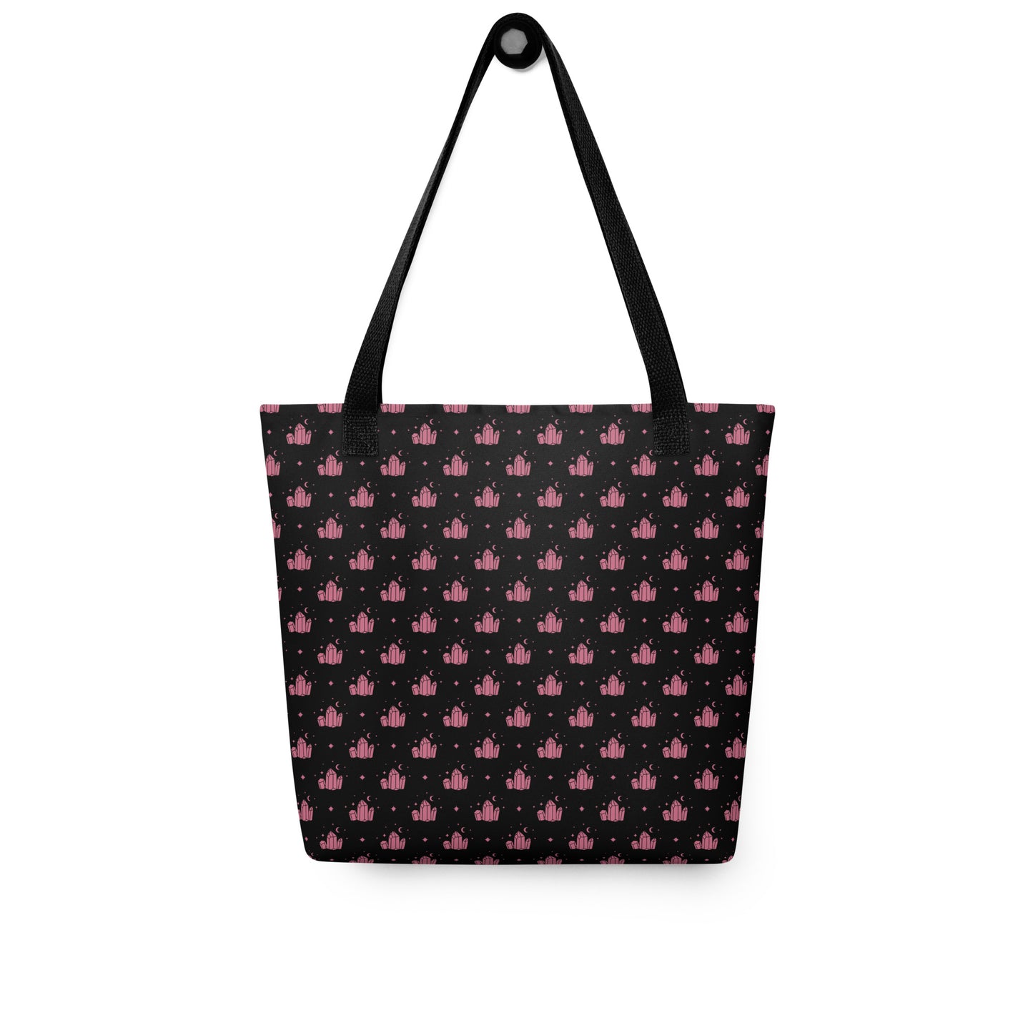 Crystal Star Black Romantic Pink Tote Bag