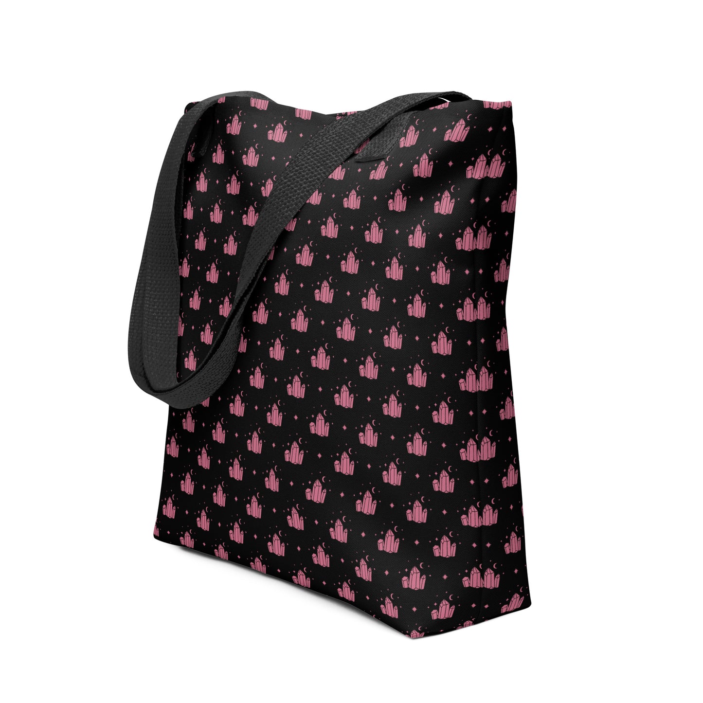 Crystal Star Black Romantic Pink Tote Bag