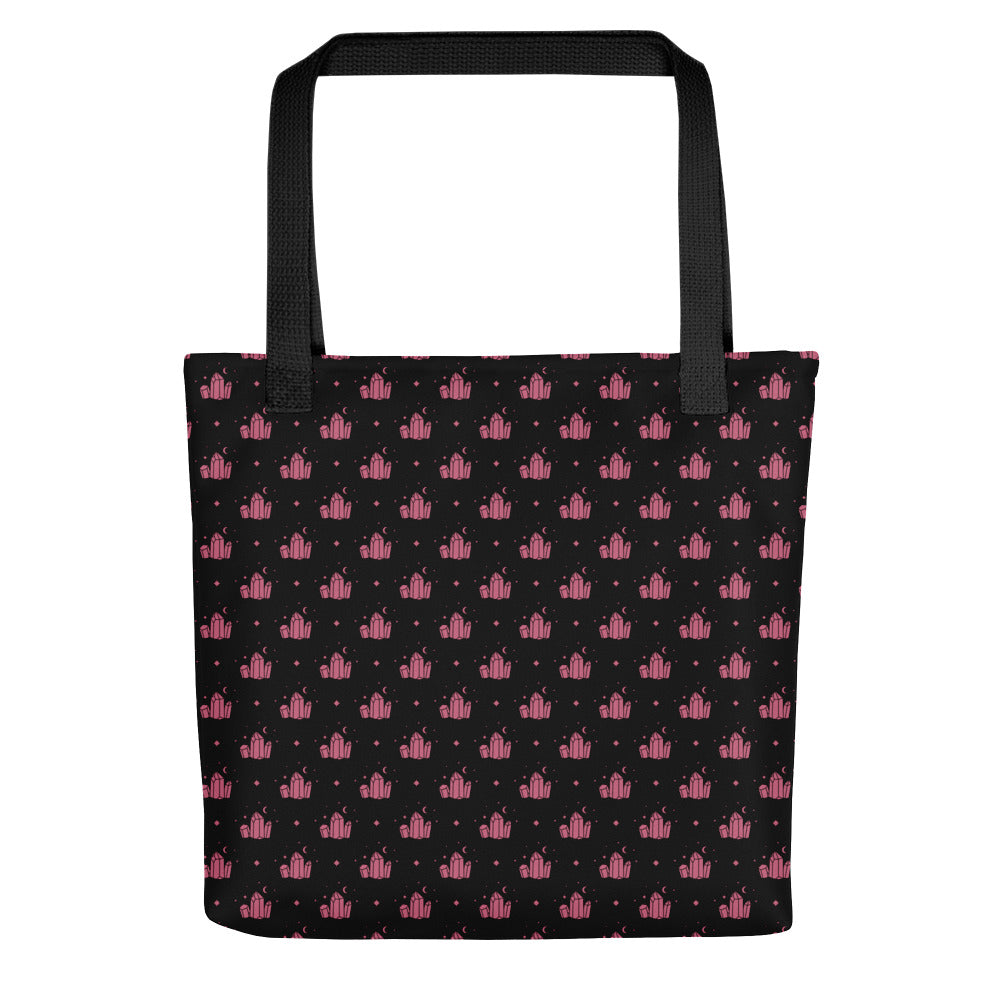 Crystal Star Black Romantic Pink Tote Bag