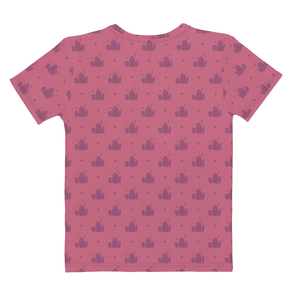 Crystal Star Romantic Pink Women's Crew Neck T-Shirt