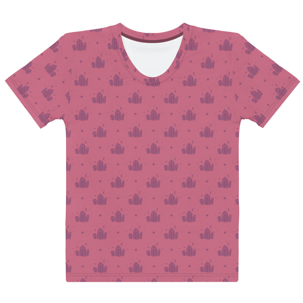 Crystal Star Romantic Pink Women's Crew Neck T-Shirt