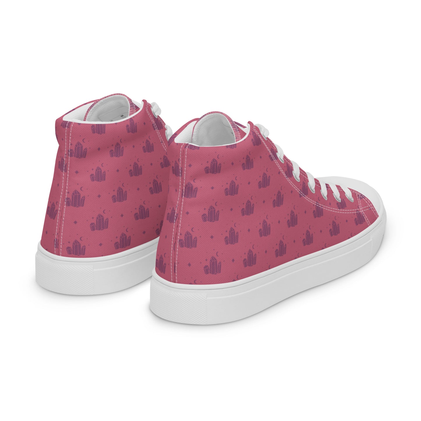 Crystal Star Romantic Pink Women’s High Top Canvas Shoes