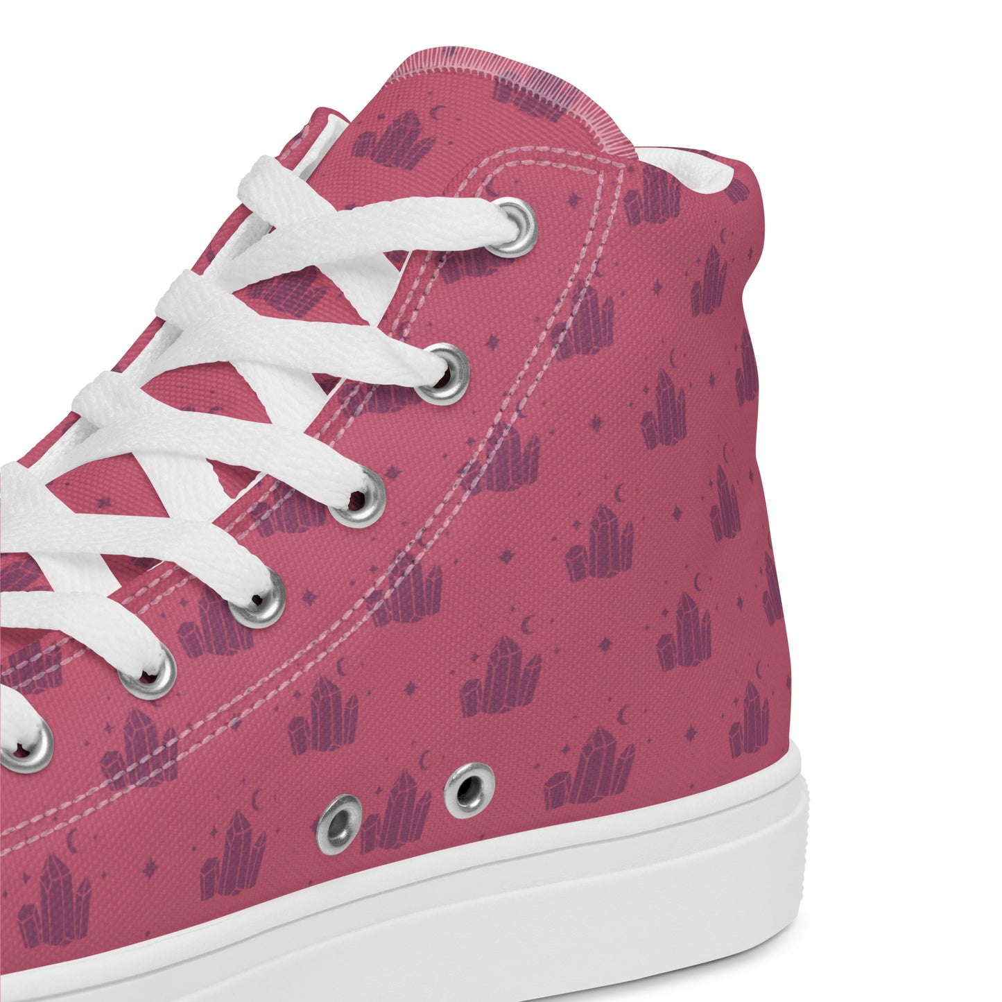 Crystal Star Romantic Pink Women’s High Top Canvas Shoes