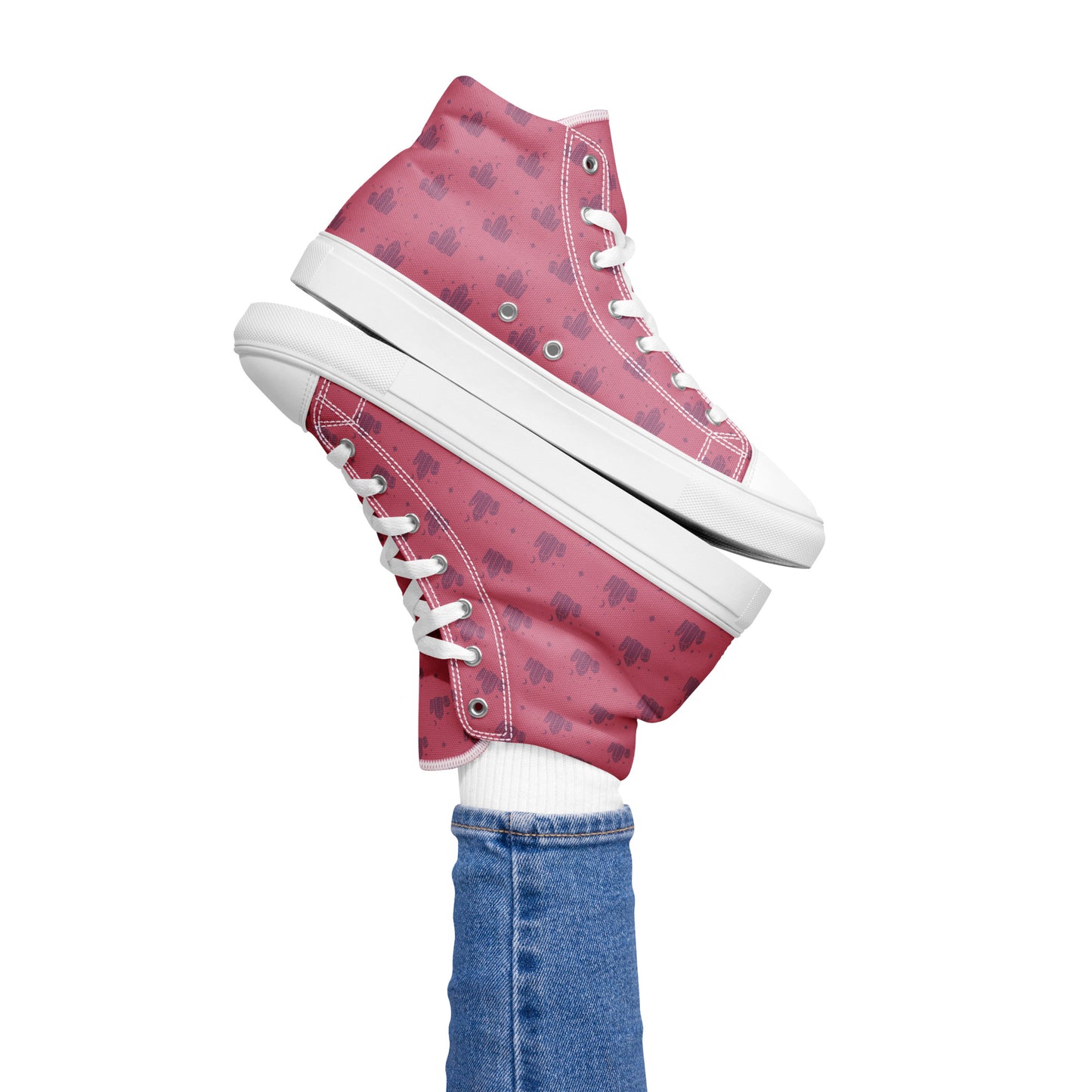 Crystal Star Romantic Pink Women’s High Top Canvas Shoes