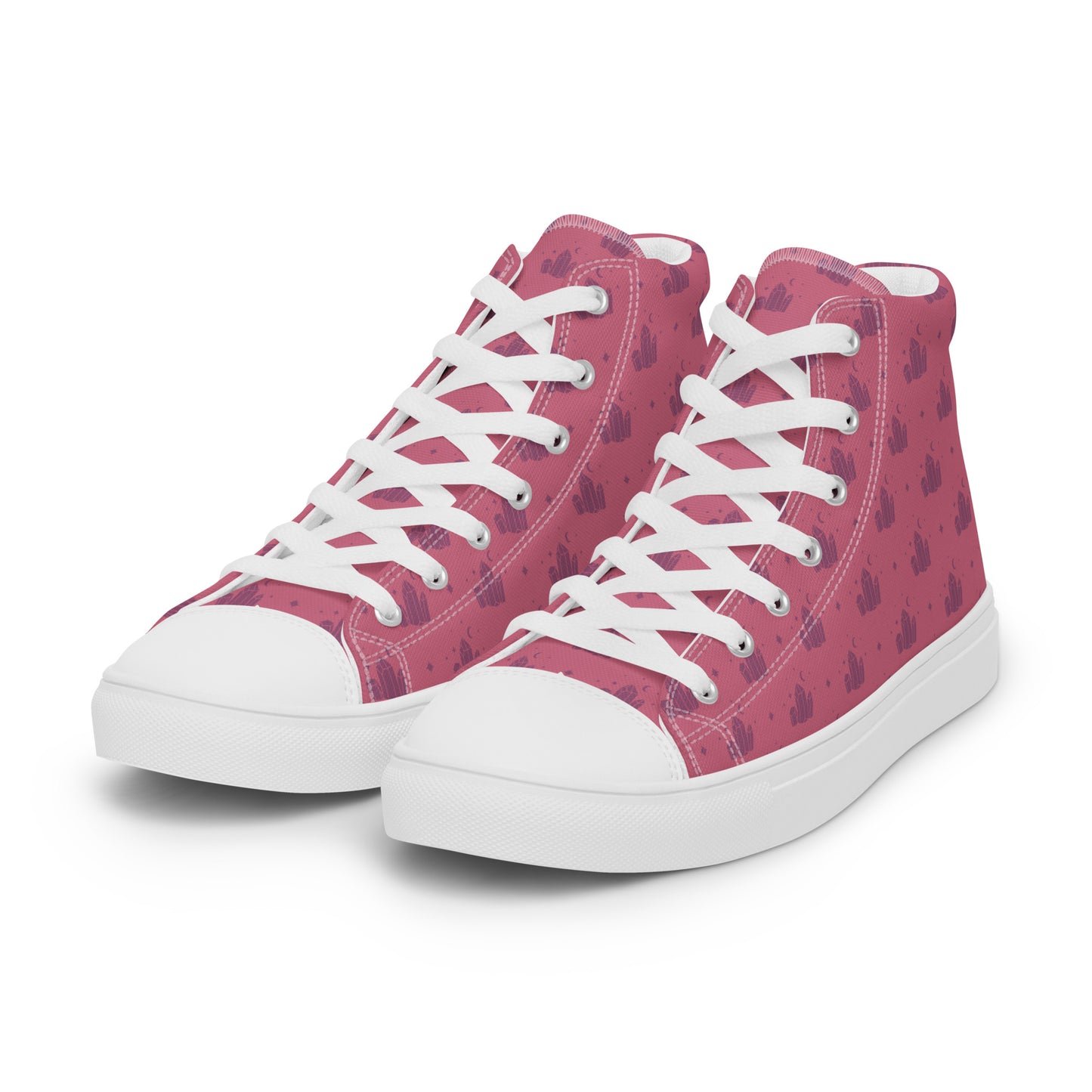 Crystal Star Romantic Pink Women’s High Top Canvas Shoes