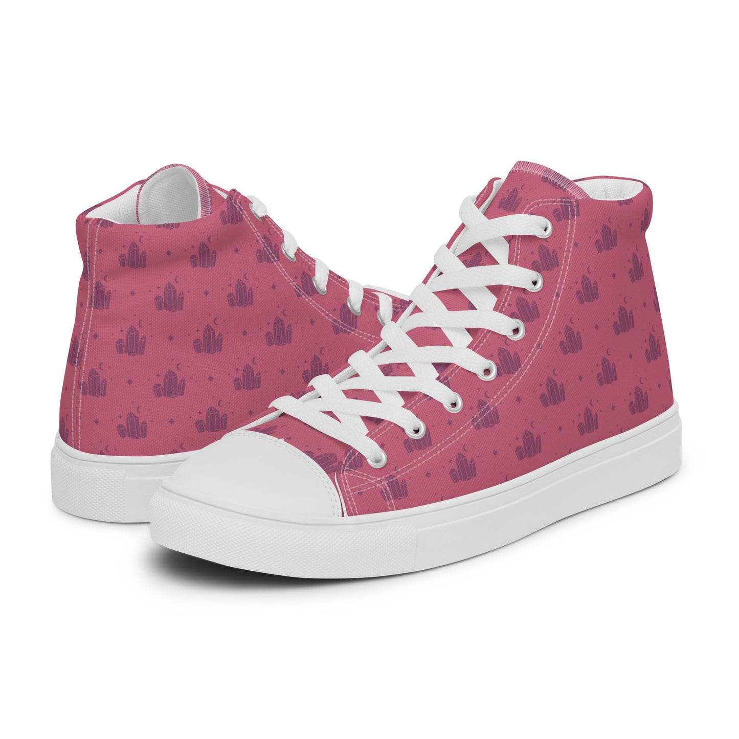 Crystal Star Romantic Pink Women’s High Top Canvas Shoes