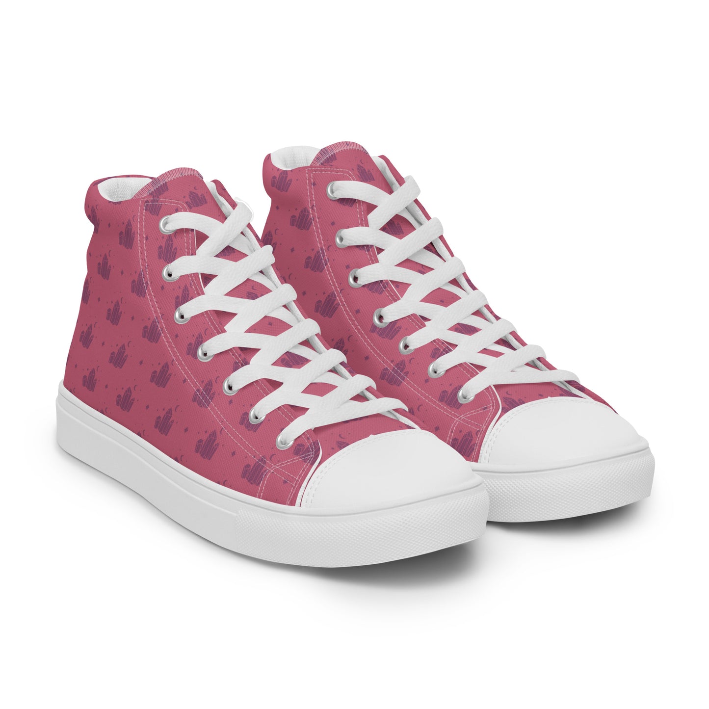 Crystal Star Romantic Pink Women’s High Top Canvas Shoes