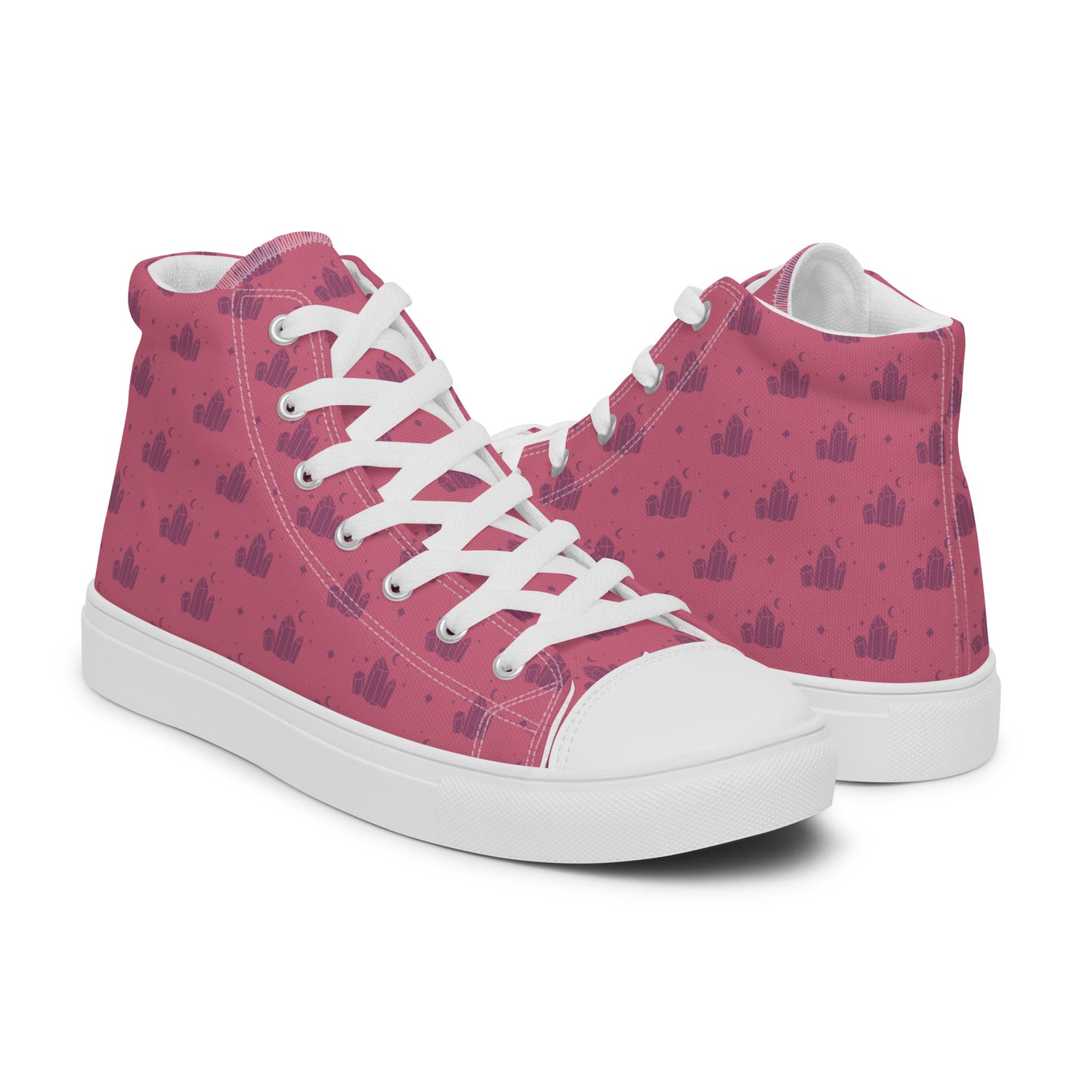 Crystal Star Romantic Pink Women’s High Top Canvas Shoes