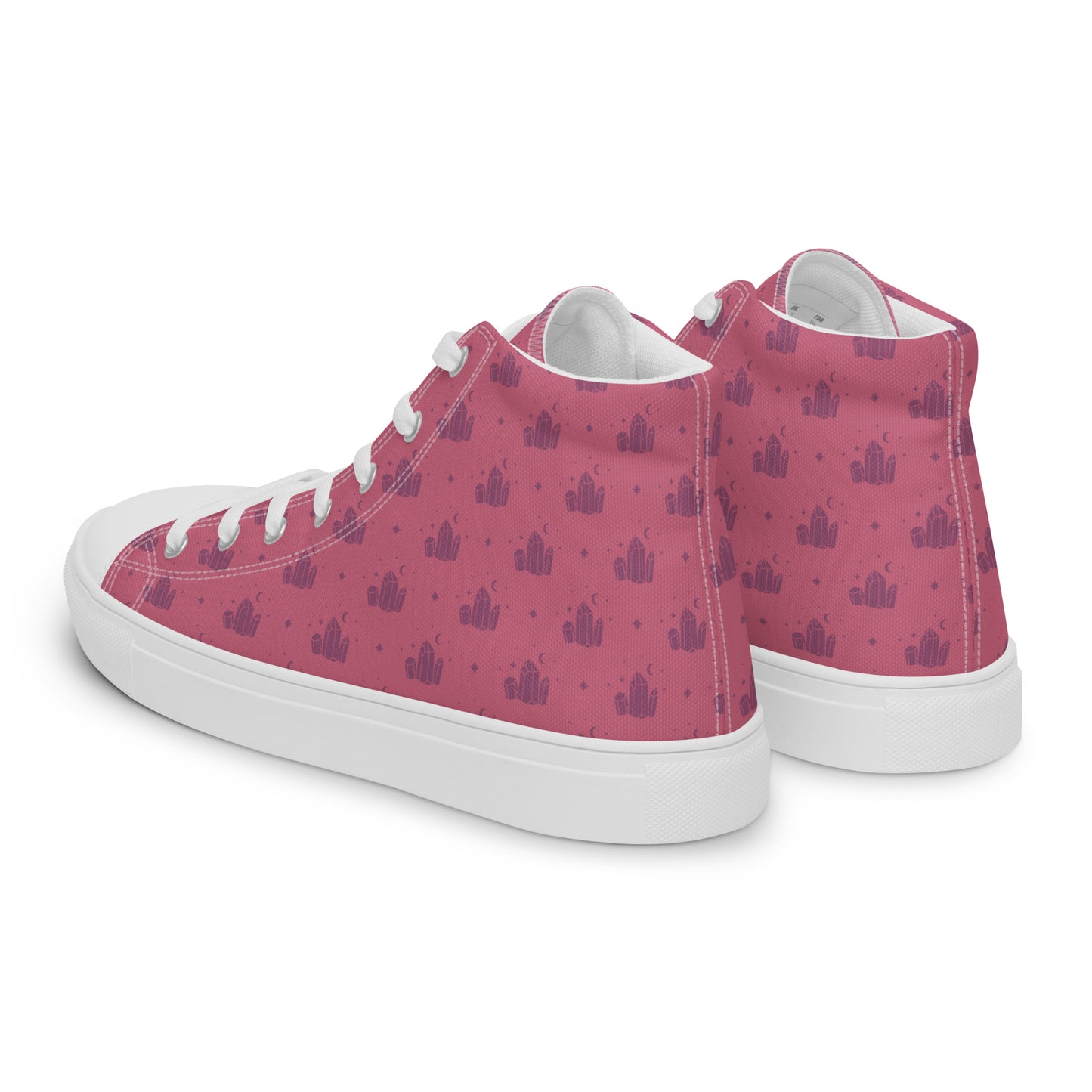 Crystal Star Romantic Pink Women’s High Top Canvas Shoes