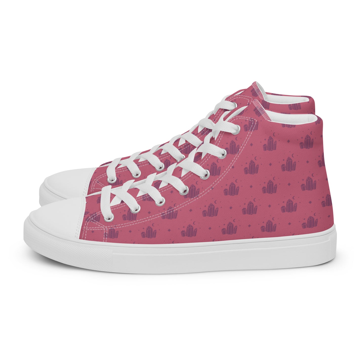 Crystal Star Romantic Pink Women’s High Top Canvas Shoes