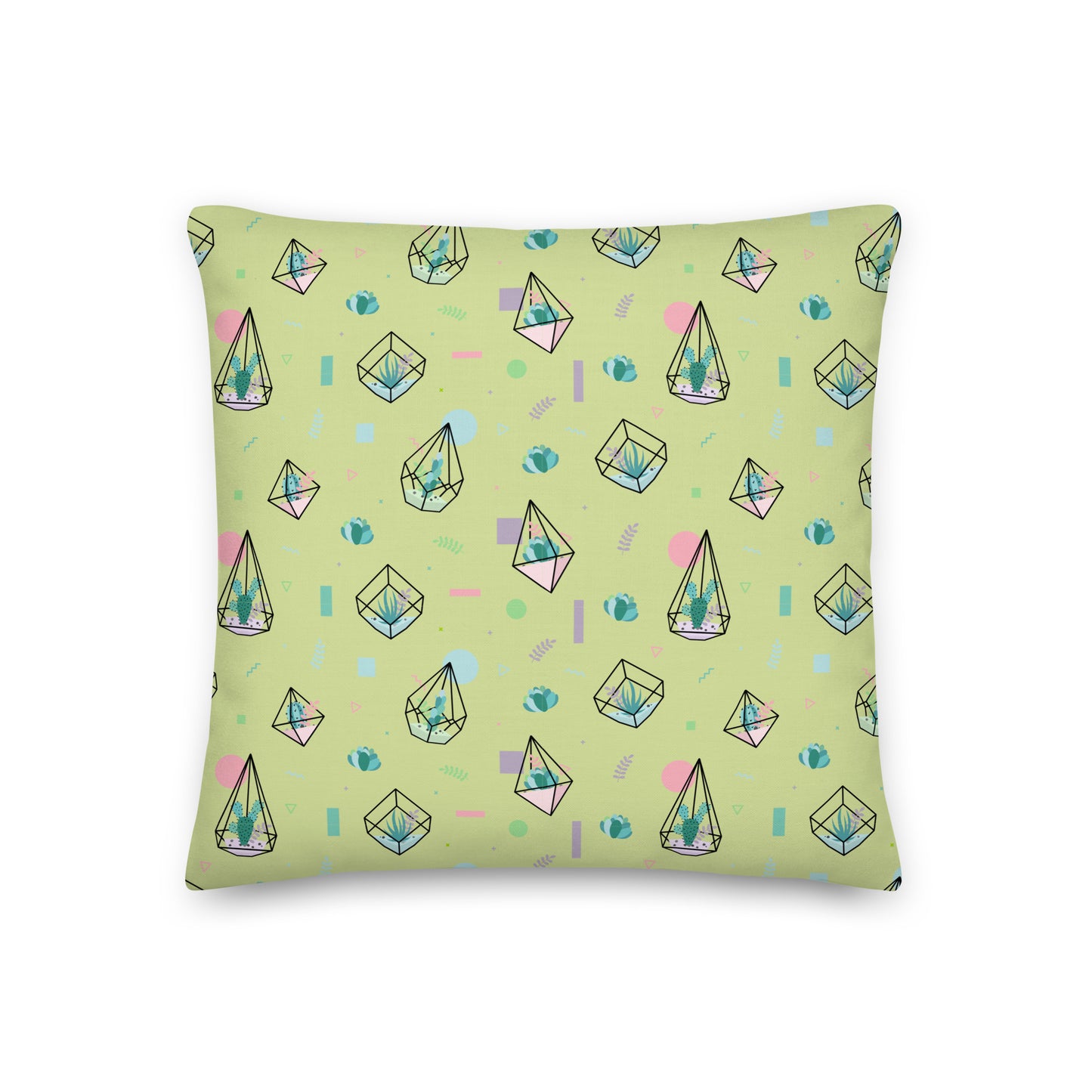 Crystal Terrarium Reef Green Premium Throw Pillow