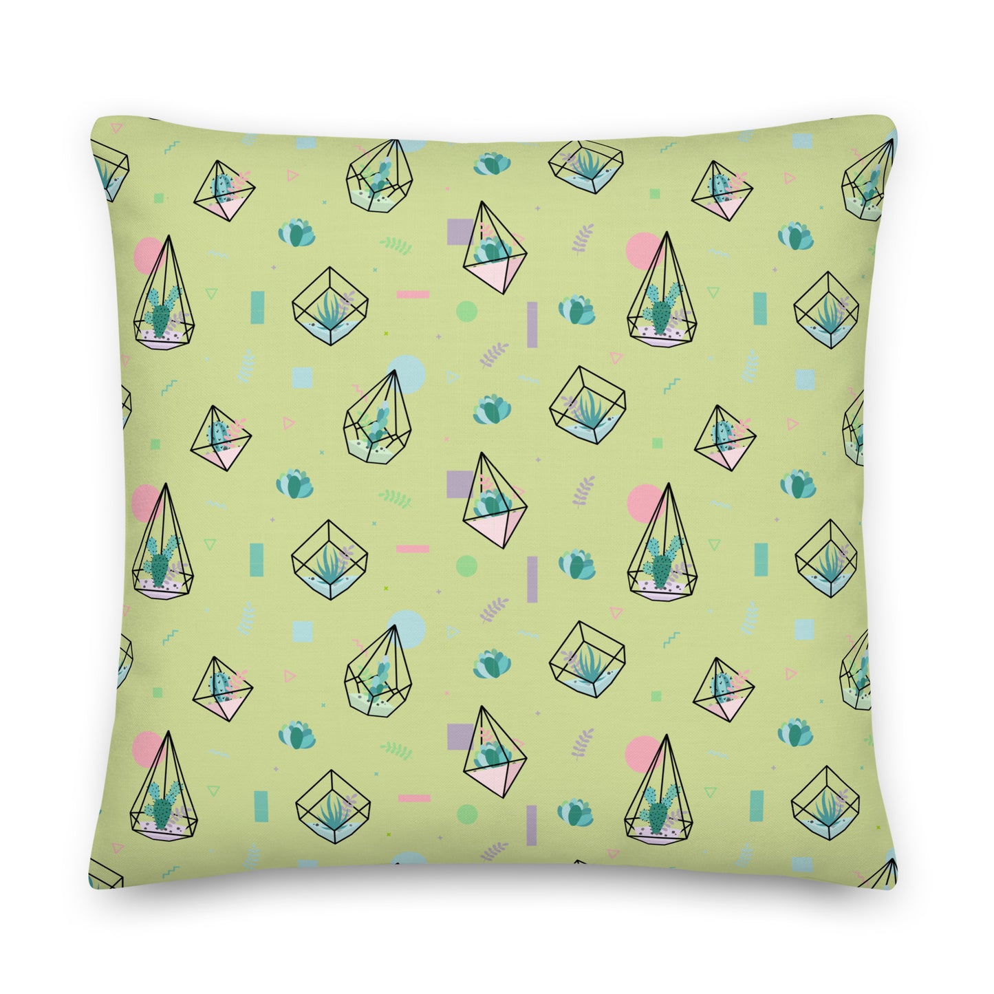Crystal Terrarium Reef Green Premium Throw Pillow