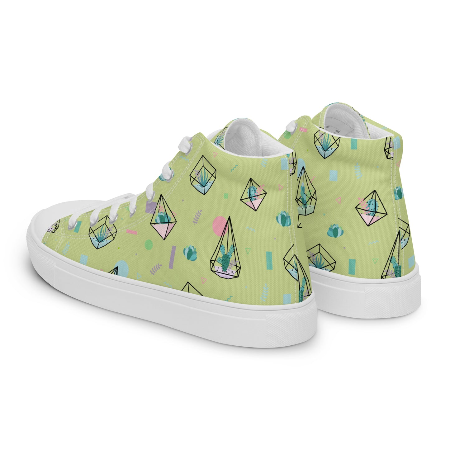 Crystal Terrarium Reef Green Women’s High Top Canvas Shoes