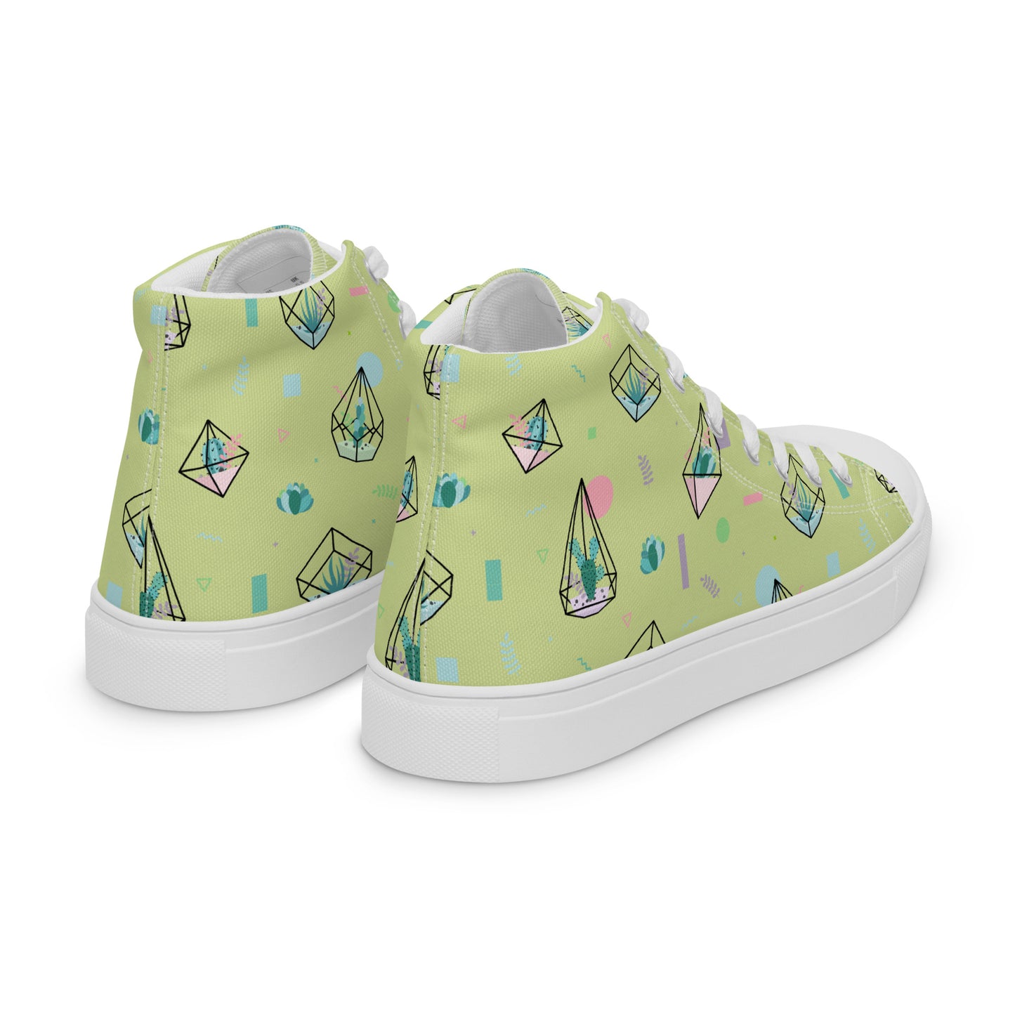 Crystal Terrarium Reef Green Women’s High Top Canvas Shoes