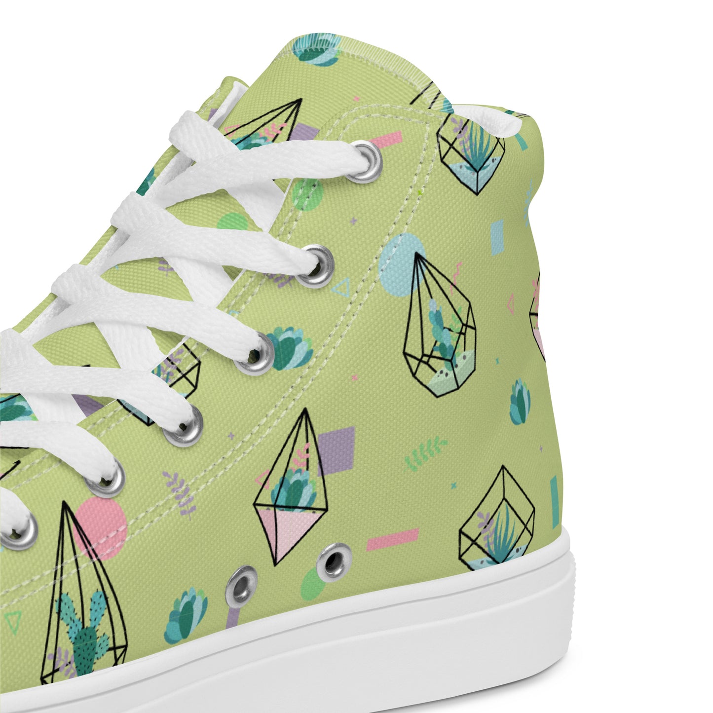 Crystal Terrarium Reef Green Women’s High Top Canvas Shoes