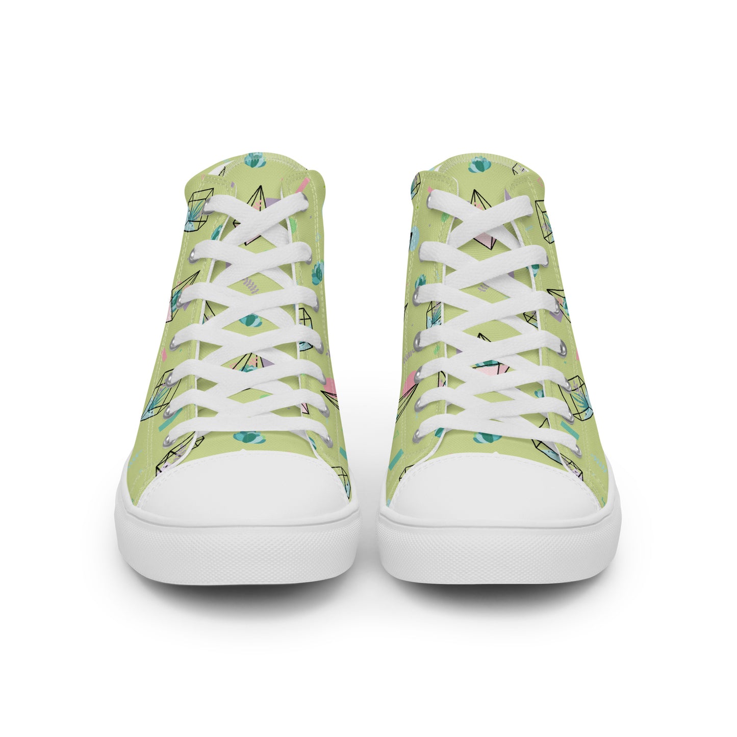 Crystal Terrarium Reef Green Women’s High Top Canvas Shoes