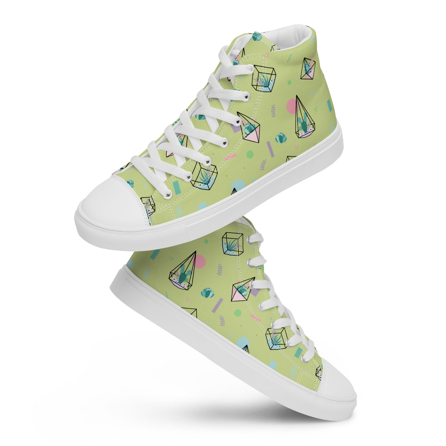 Crystal Terrarium Reef Green Women’s High Top Canvas Shoes