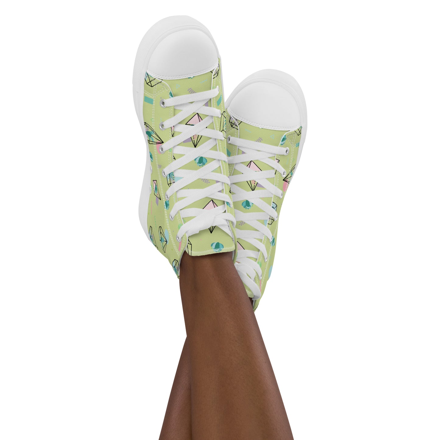 Crystal Terrarium Reef Green Women’s High Top Canvas Shoes