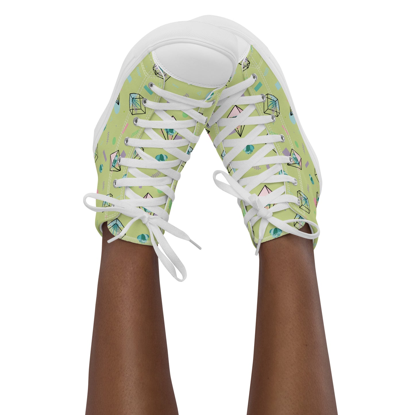 Crystal Terrarium Reef Green Women’s High Top Canvas Shoes