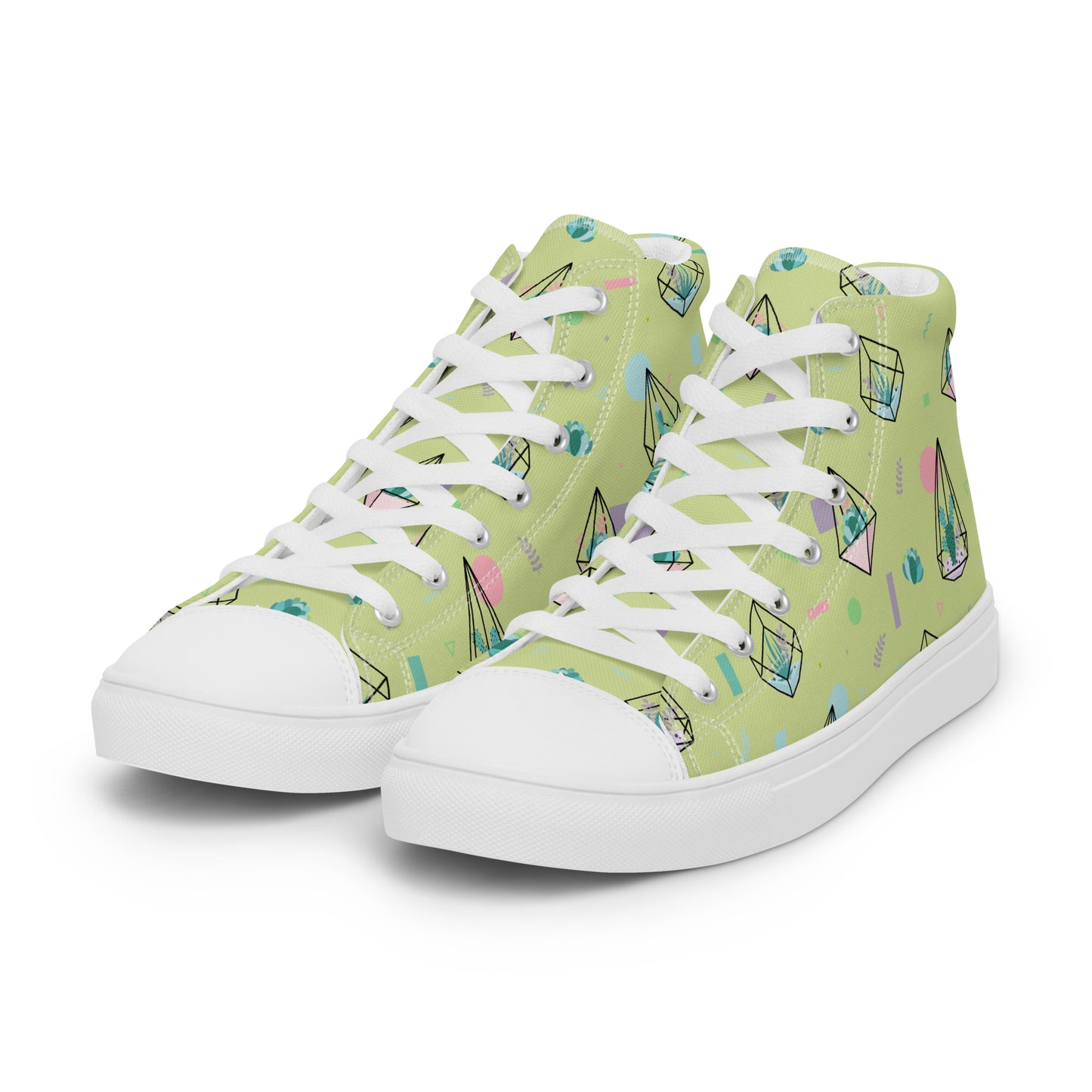 Crystal Terrarium Reef Green Women’s High Top Canvas Shoes