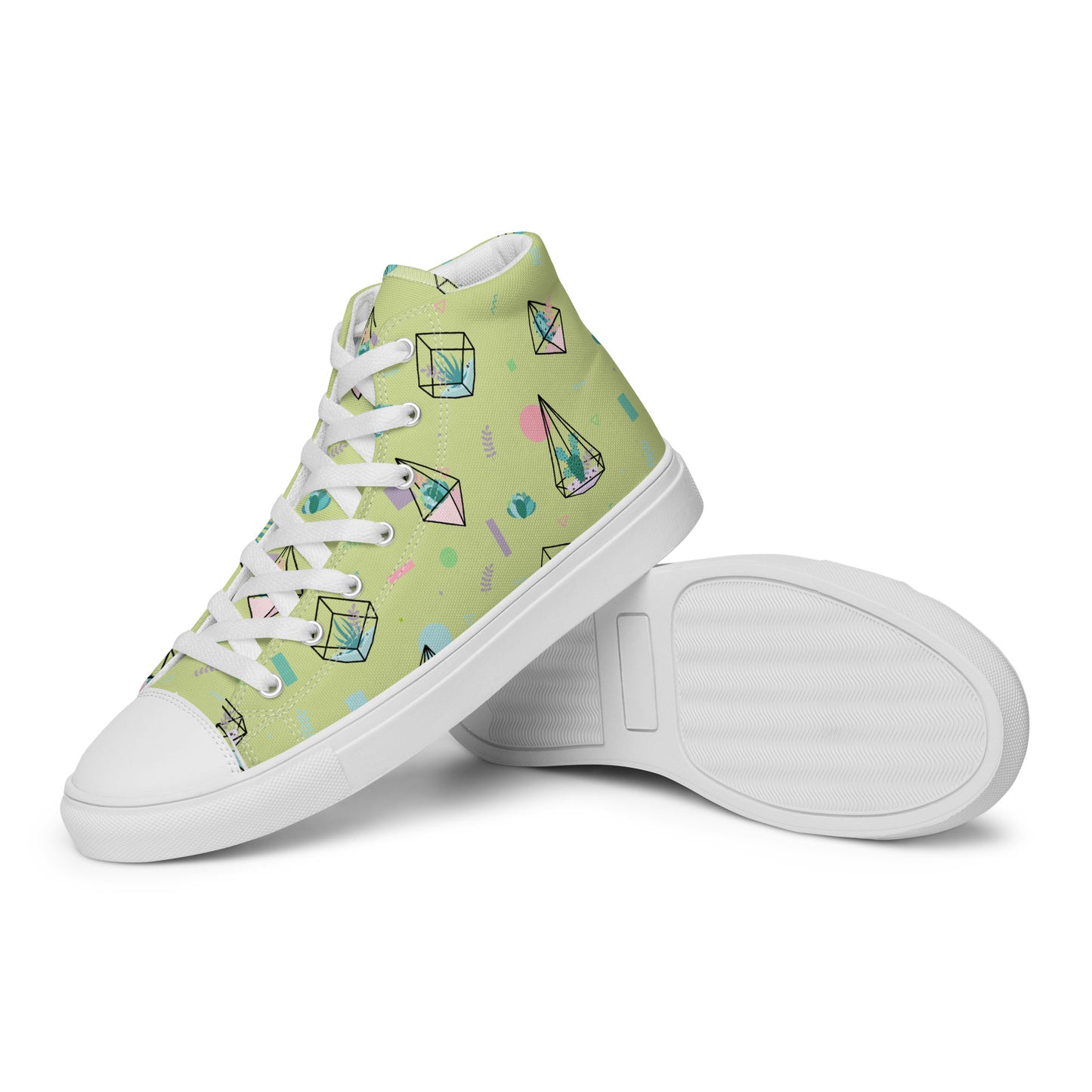 Crystal Terrarium Reef Green Women’s High Top Canvas Shoes