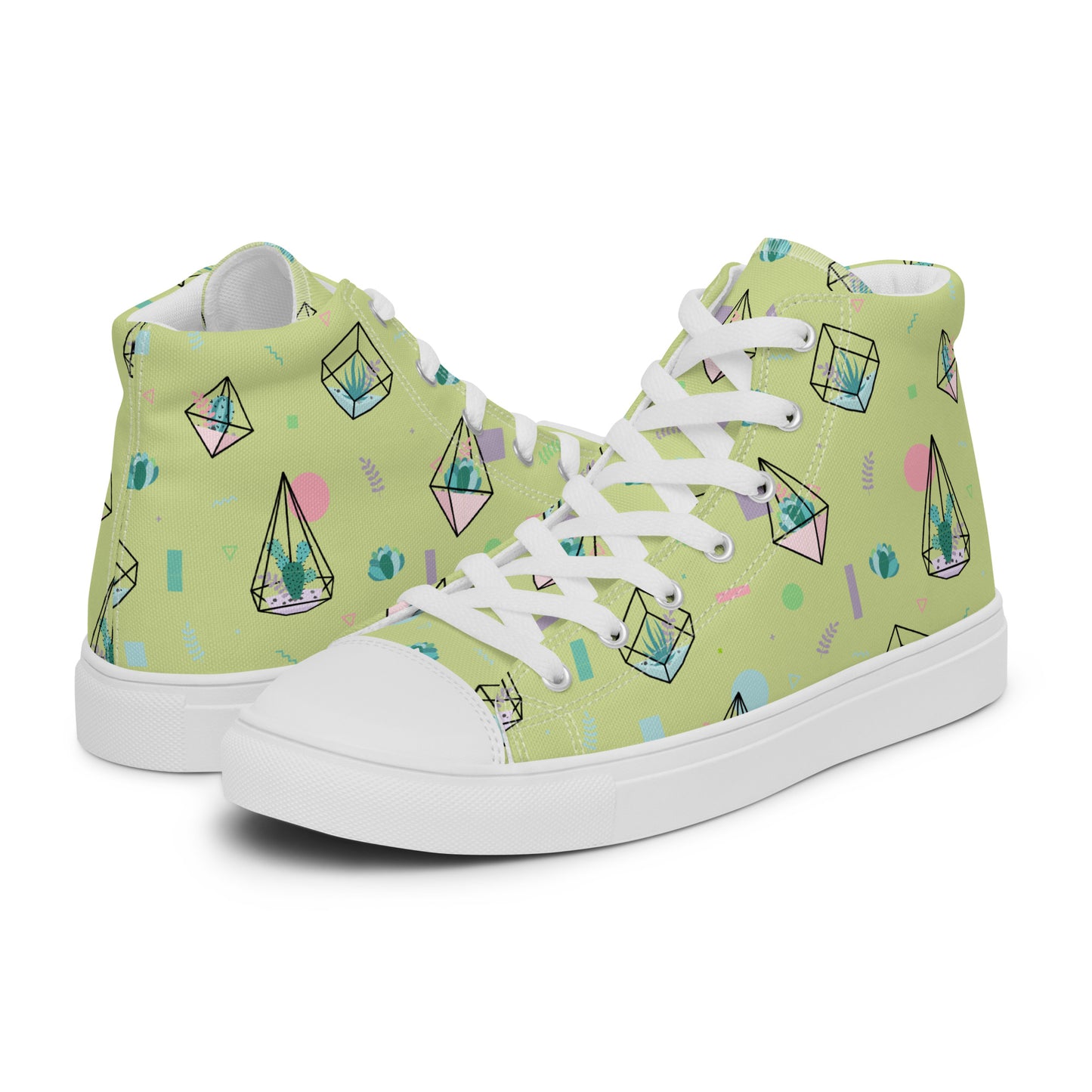 Crystal Terrarium Reef Green Women’s High Top Canvas Shoes